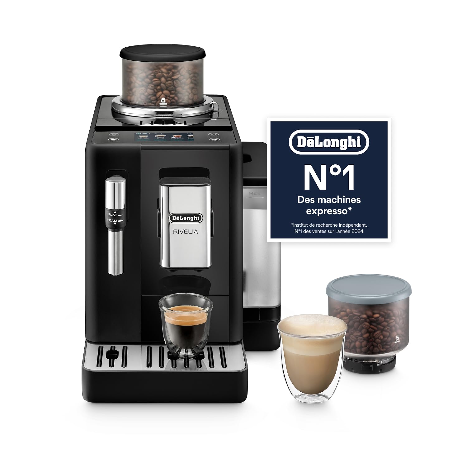TechCaffe Perfetto Machine à Café Automatique, Mousseur à Lait Classique, Noir