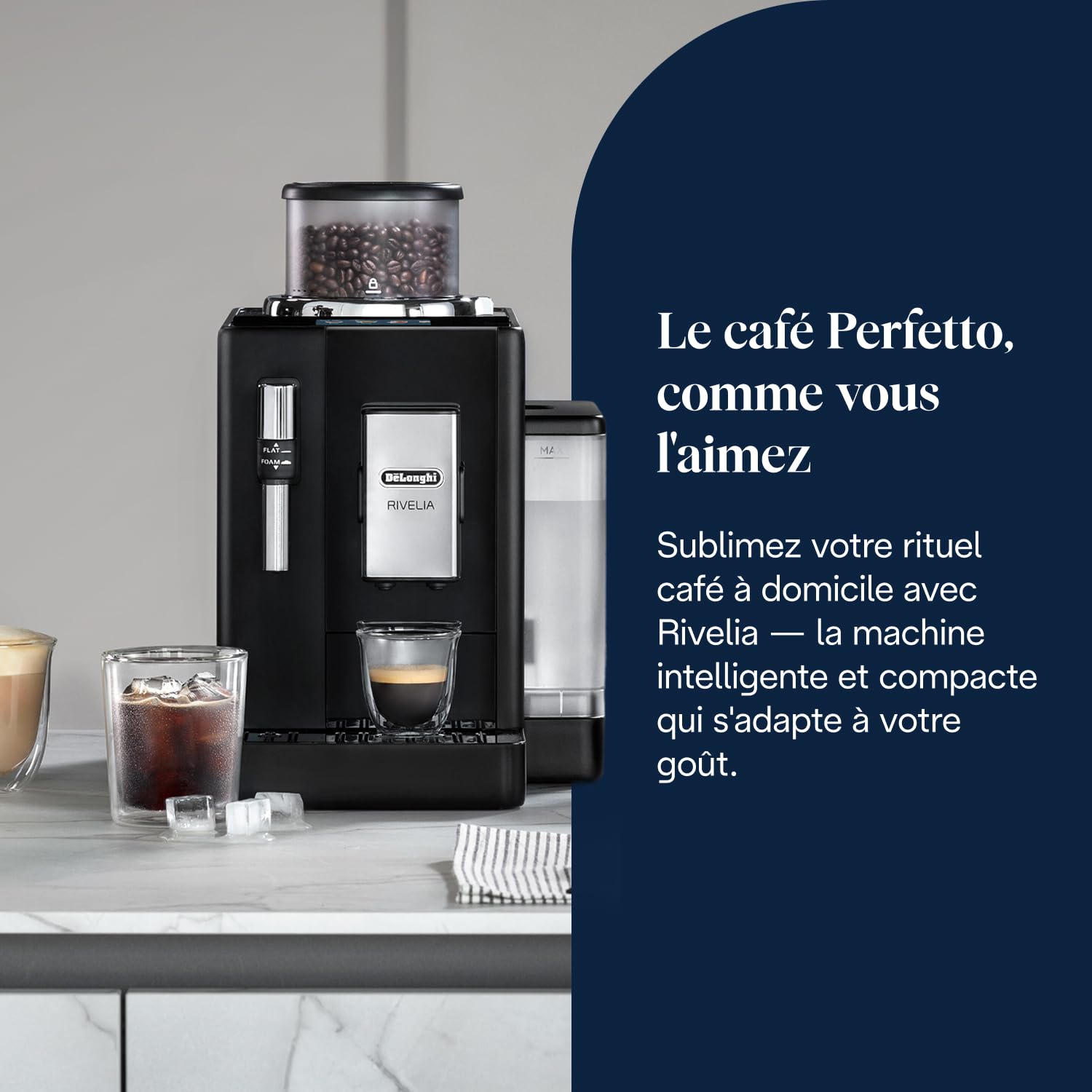 TechCaffe Perfetto Machine à Café Automatique, Mousseur à Lait Classique, Noir