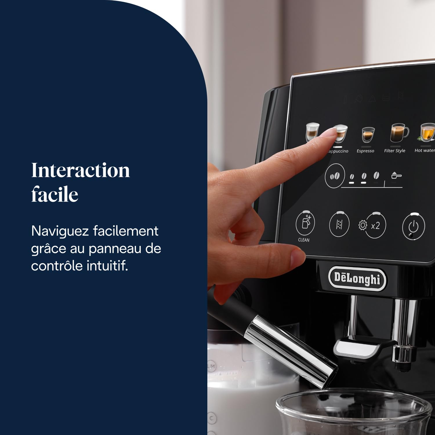 TechCaffe Magnifica Start - Perfetto Machine à Café Automatique avec LatteCrema Mousseur à Lait Automatique, Noir