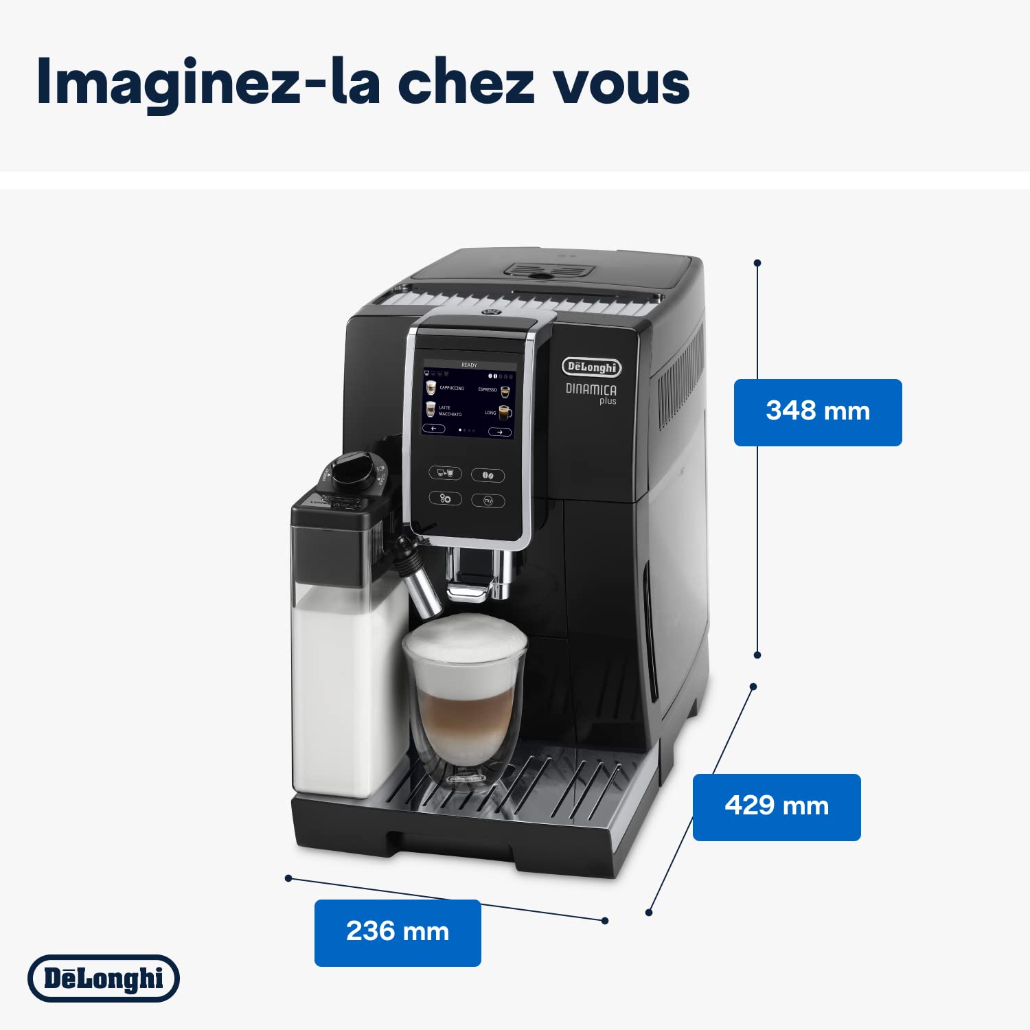 TechCaffe Dinamica Plus, Machine Expresso avec Broyeur, Système LatteCrema,, 1.8l, Noir