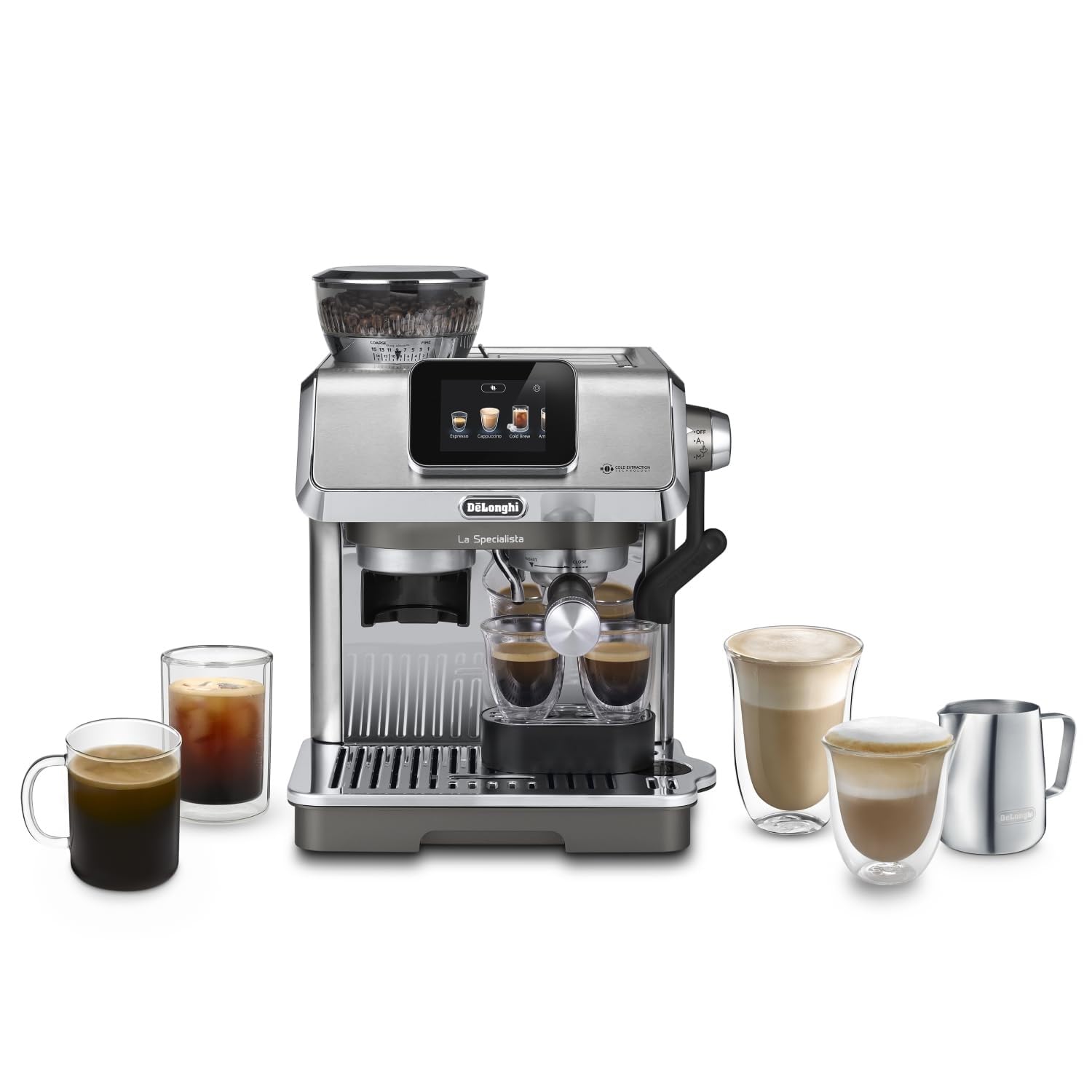 TechCaffe La Specialista Touch Machine à expresso avec moulin à café, fonction Cold Brew, métal