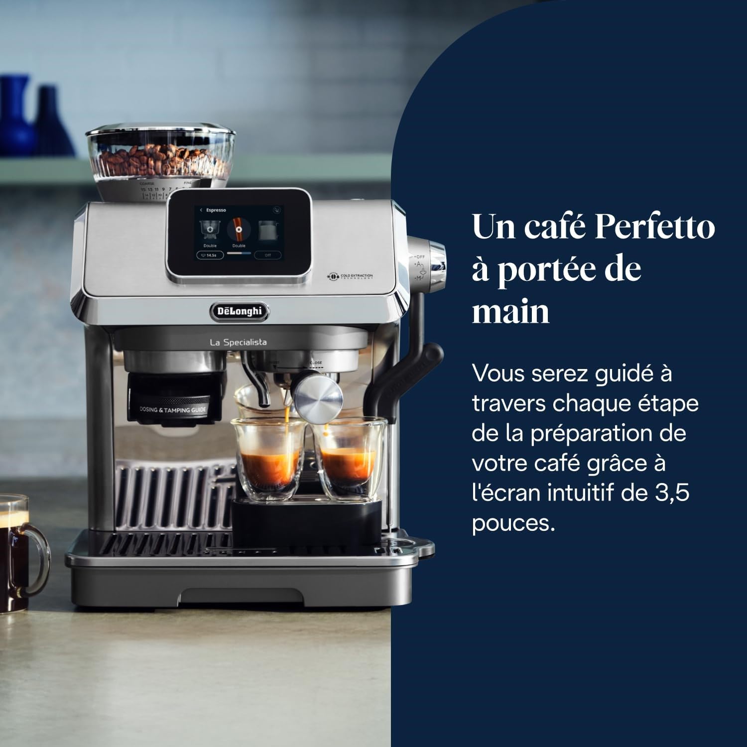 TechCaffe La Specialista Touch Machine à expresso avec moulin à café, fonction Cold Brew, métal