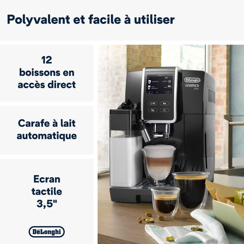 TechCaffe Dinamica Plus, Machine Expresso avec Broyeur, Système LatteCrema,, 1.8l, Noir