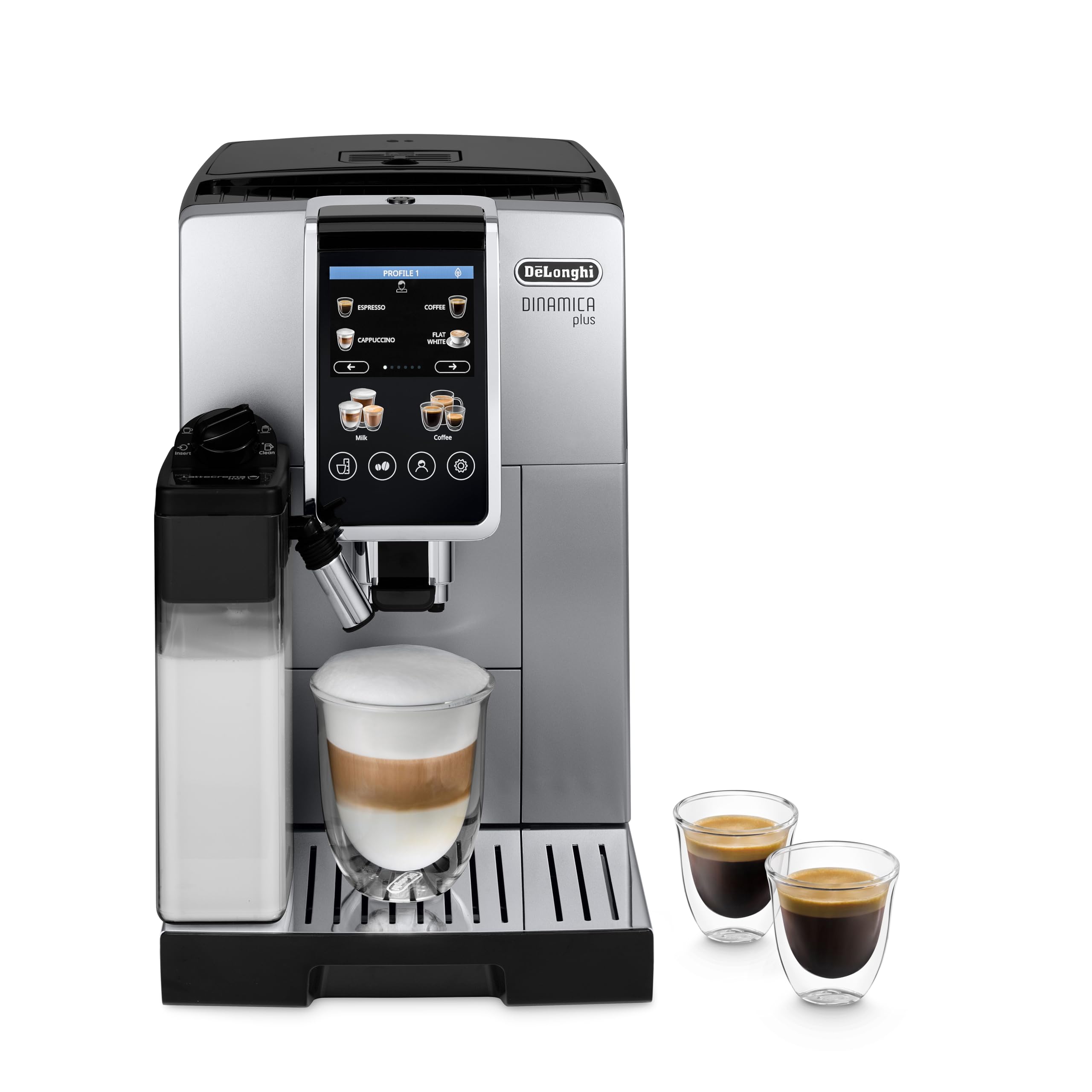 TechCaffe Dinamica Plus, Machine Automatique à Café en Grain, Argent/Noir
